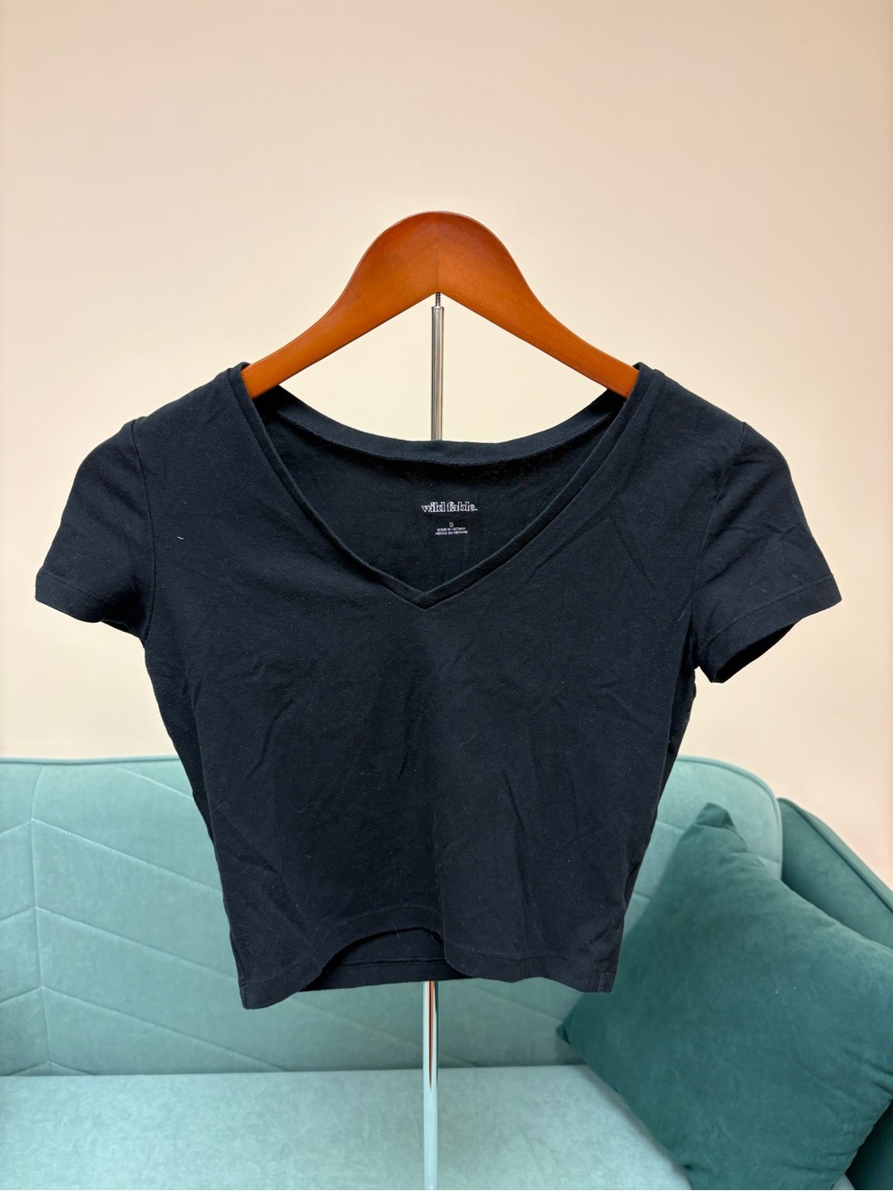 wild fable Black V-Neck Crop Top